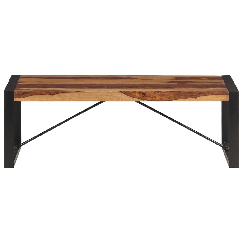 Brown Solid Sheesham Wood Coffee Table with Steel Legs Y849706