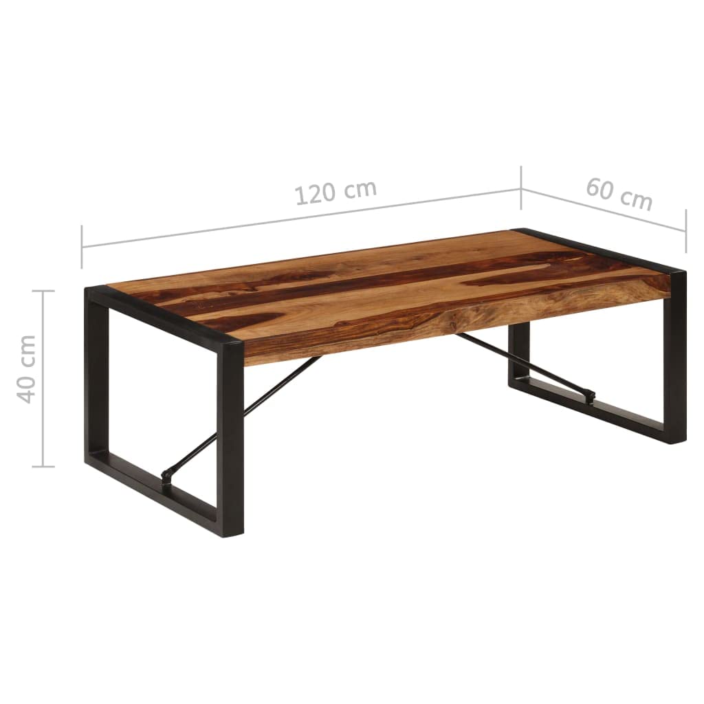 Brown Solid Sheesham Wood Coffee Table with Steel Legs Y849706