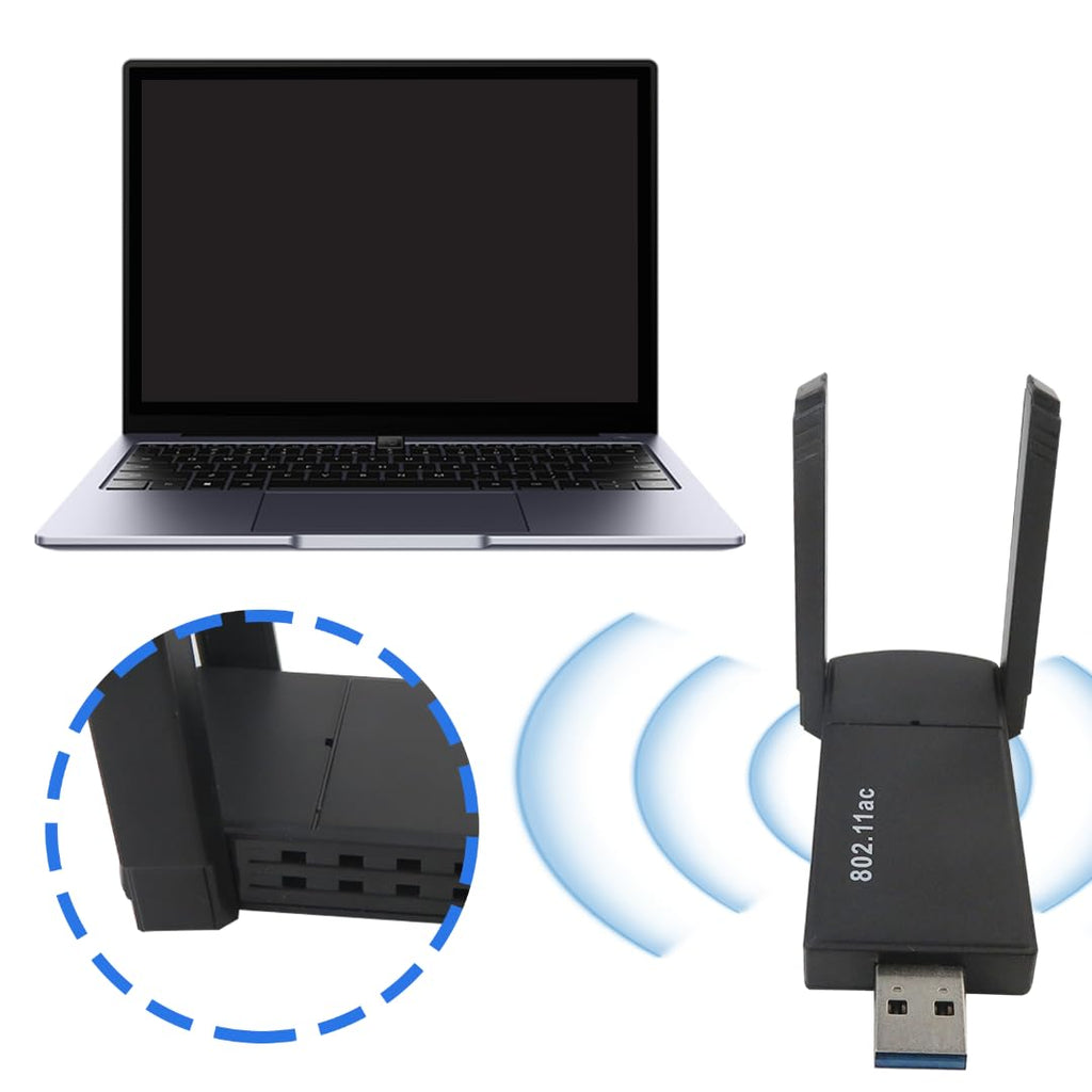 Wireless USB Adapter 1300Mbps Dual Antennas 5G/2.4G WiFi Adapter W86684