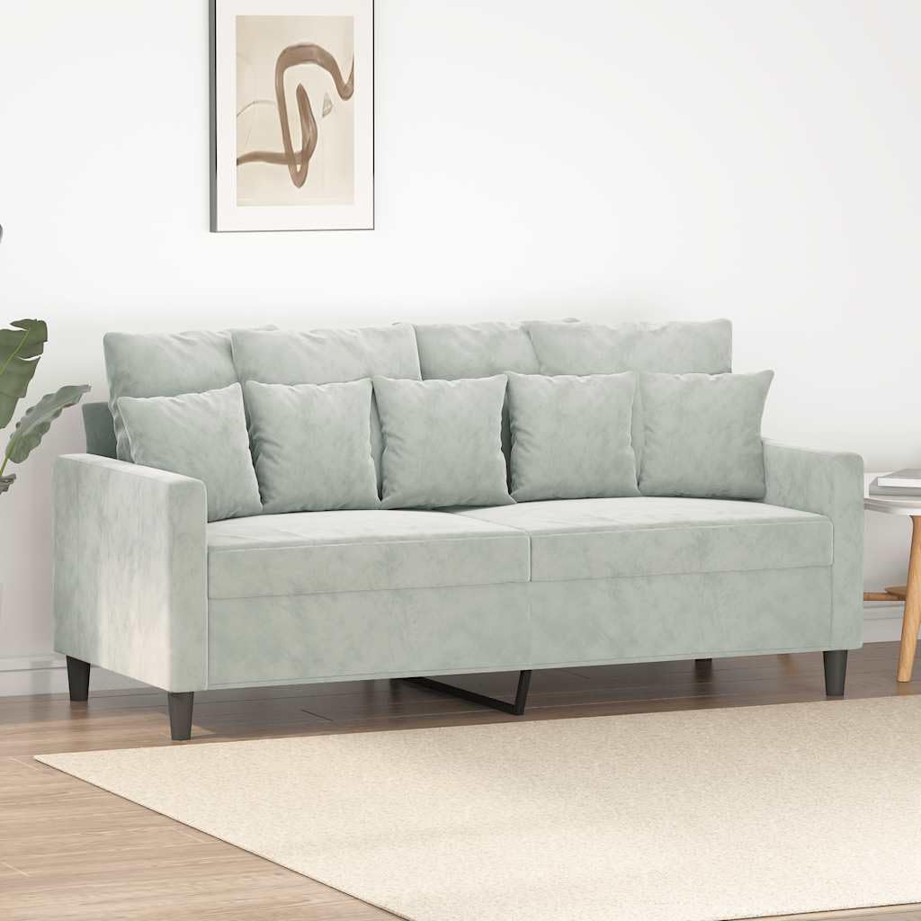 Light Gray Velvet 2-Seater Sofa with Metal Frame M91342