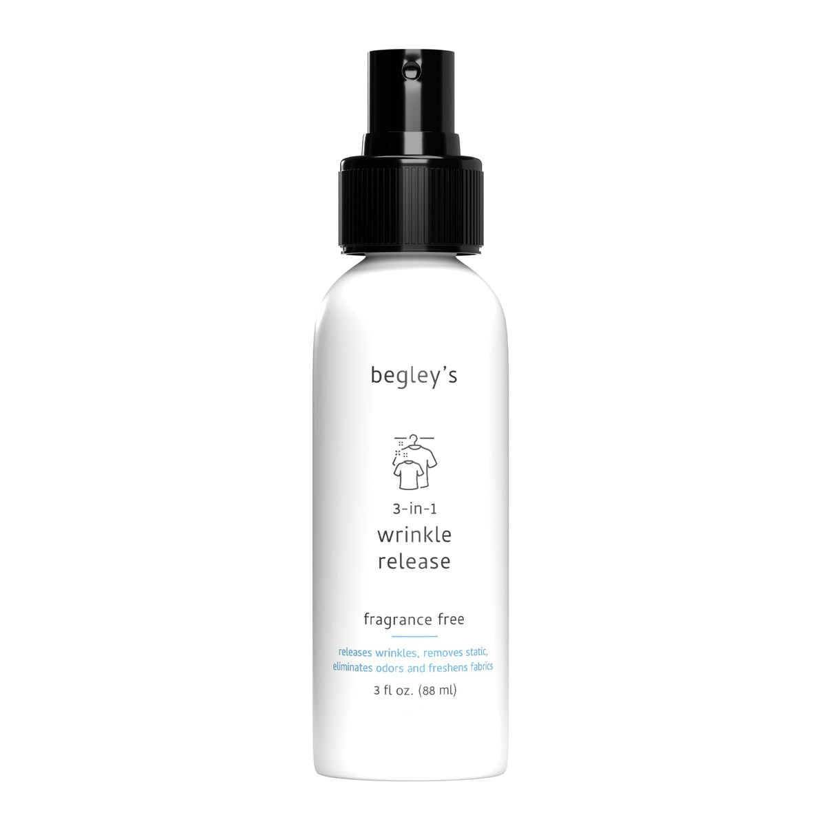 3-in-1 Wrinkle Remover, Static Cling Remover, Odor Eliminator and Fabric Refresher Spray, Fragrance-Free, 3 oz J9603
