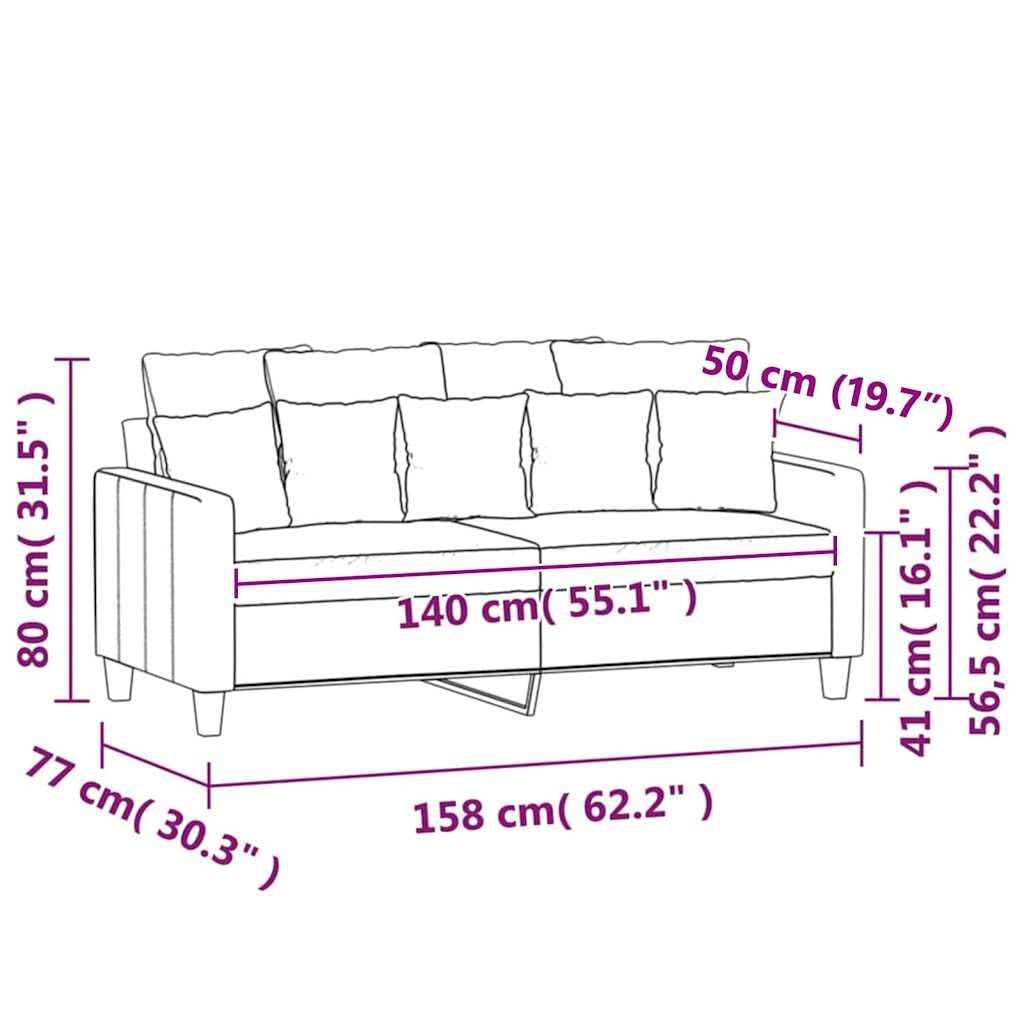 Light Gray Velvet 2-Seater Sofa with Metal Frame M91342