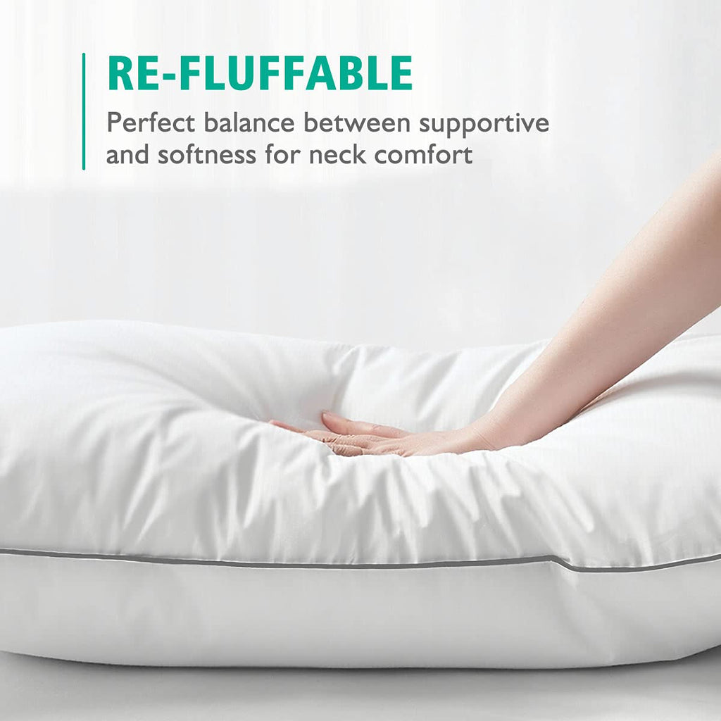 Organic Feather Down Pillows Set of 2 King Size 100% Cotton Cover S170