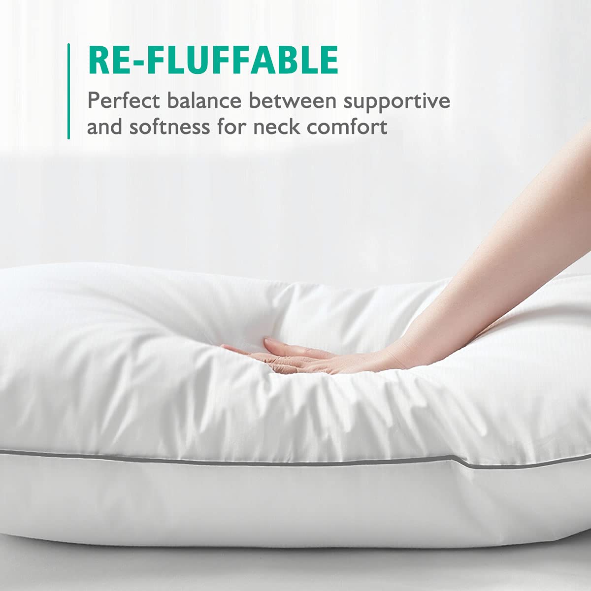 Organic Feather Down Pillows Set of 2 King Size 100% Cotton Cover S170