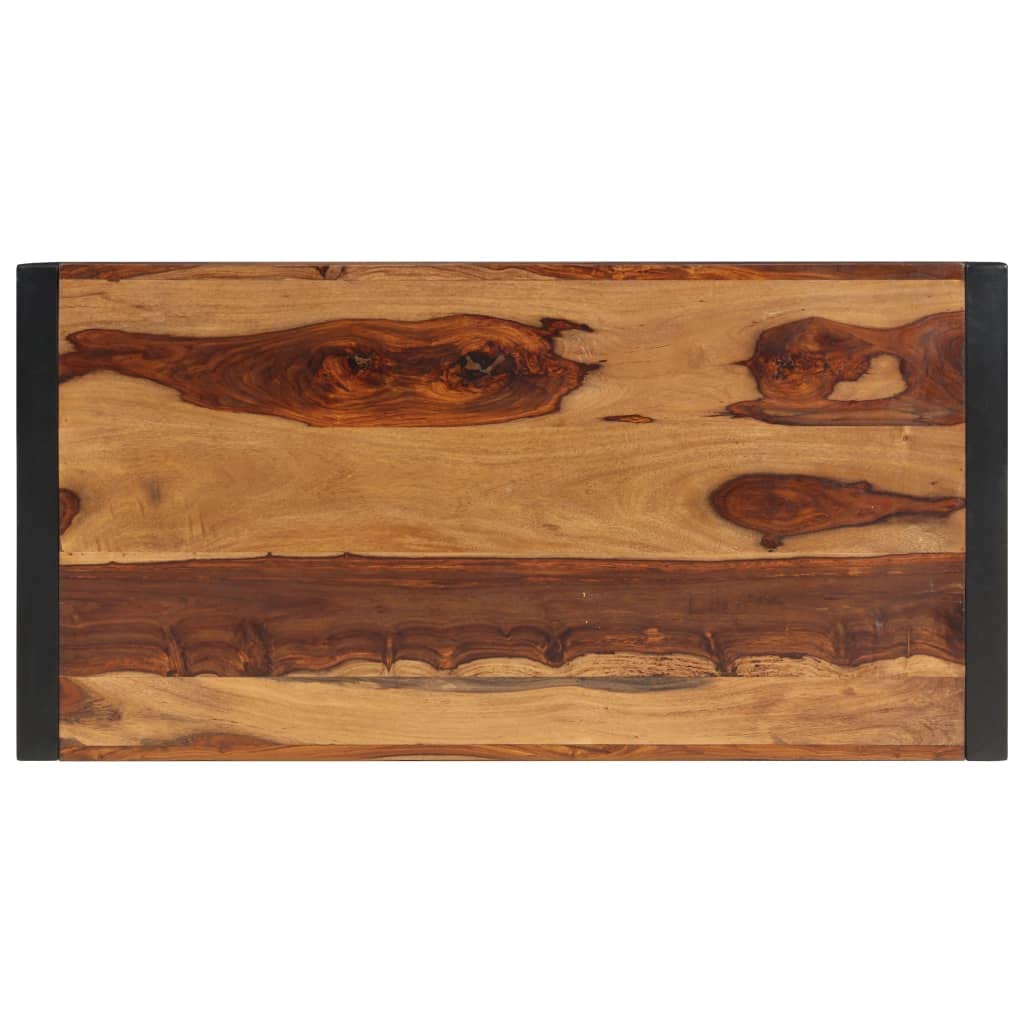 Brown Solid Sheesham Wood Coffee Table with Steel Legs Y849706