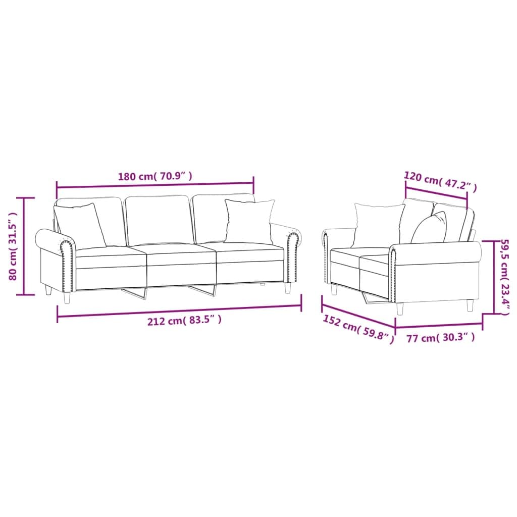 Light Gray Velvet 2 Piece Sofa Set Y8232