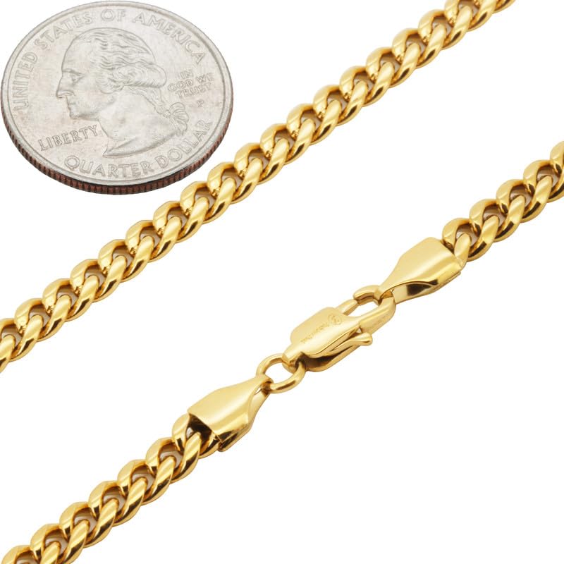 316L Stainless Steel 18k Yellow Gold Plated Cuban Link Chain Necklace Bracelet N21507