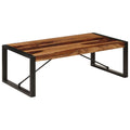 Brown Solid Sheesham Wood Coffee Table with Steel Legs Y849706