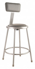 24" Heavy Duty Vinyl Padded Steel Stool with Backrest U670