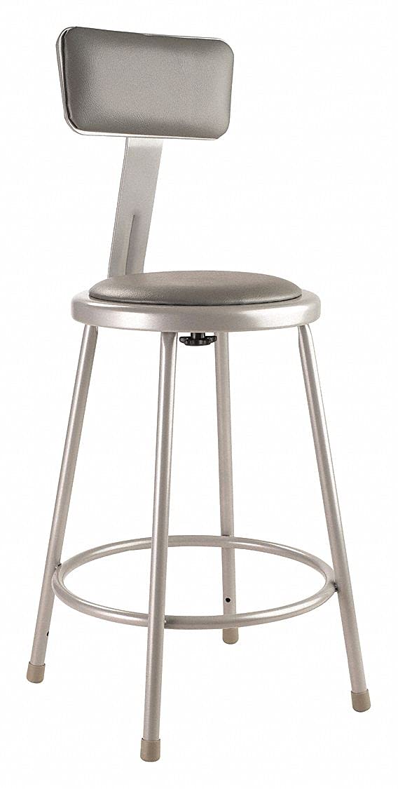 24" Heavy Duty Vinyl Padded Steel Stool with Backrest U670