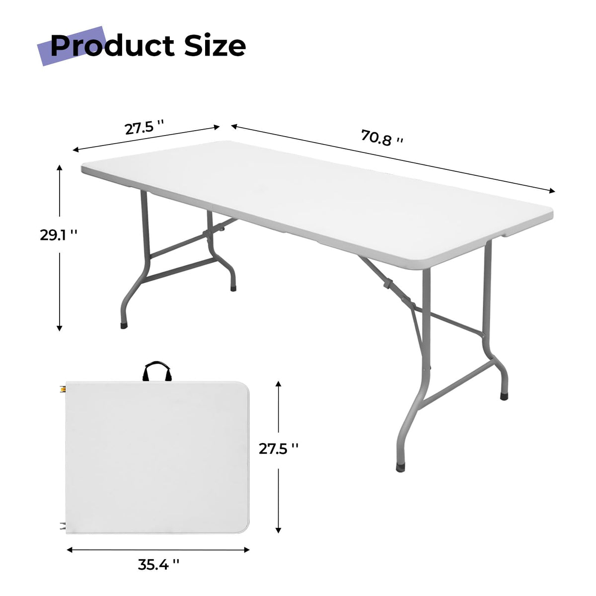 6ft White Folding Table L5847