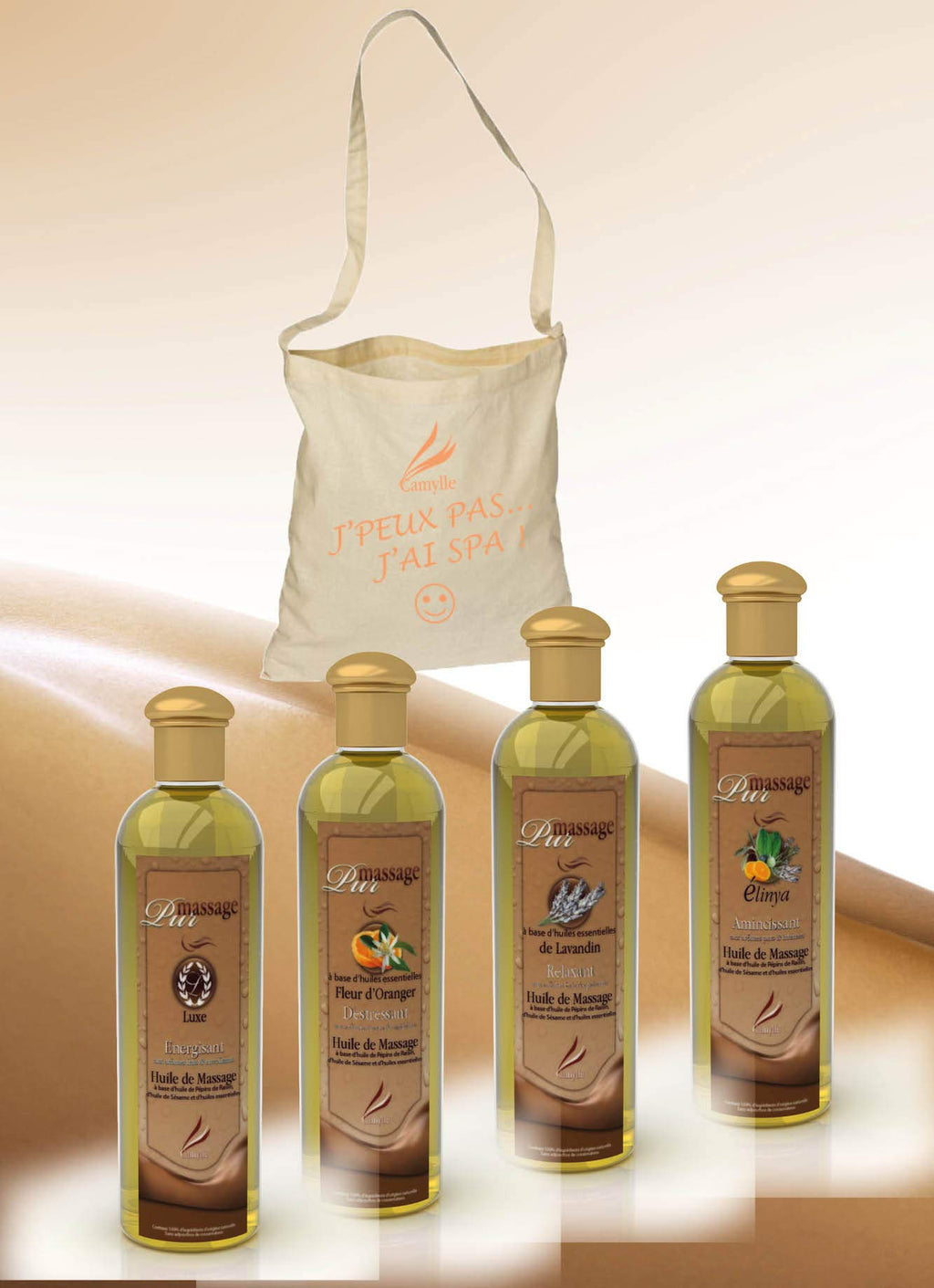 Massage Oil Set of 4 with Cotton Bag M186073
