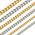 316L Stainless Steel 18k Yellow Gold Plated Cuban Link Chain Necklace Bracelet N21507