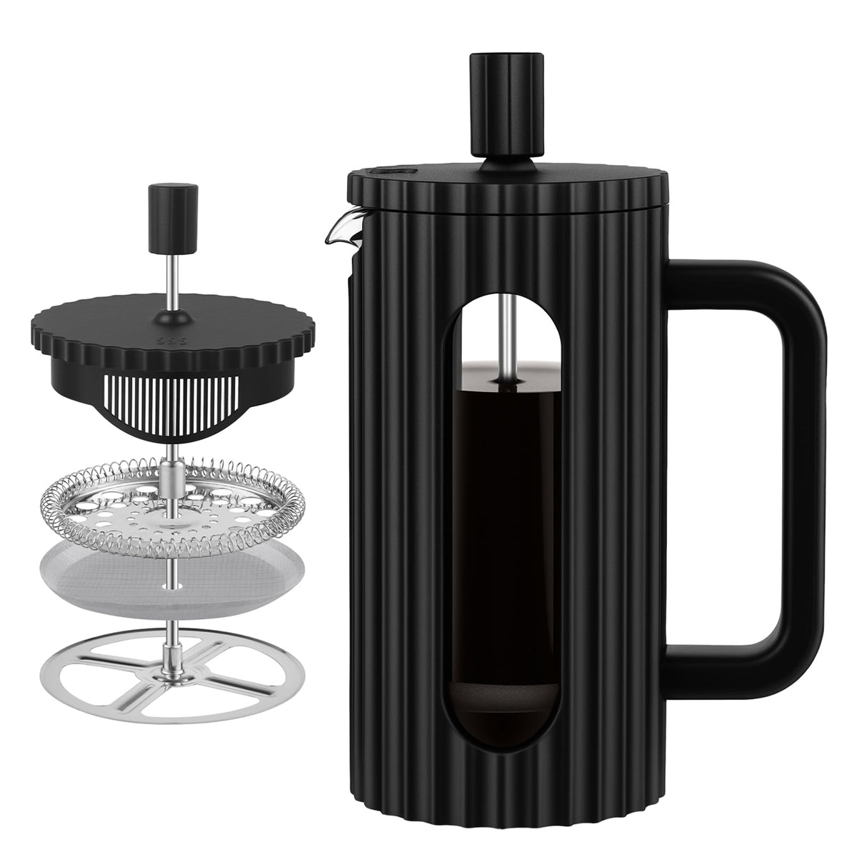French Press Coffee Maker 12OZ Borosilicate Glass I914