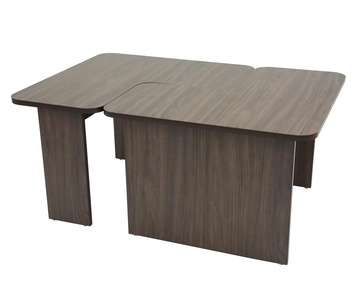 L Shaped Nesting Coffee Table Set of 2 Walnut V583