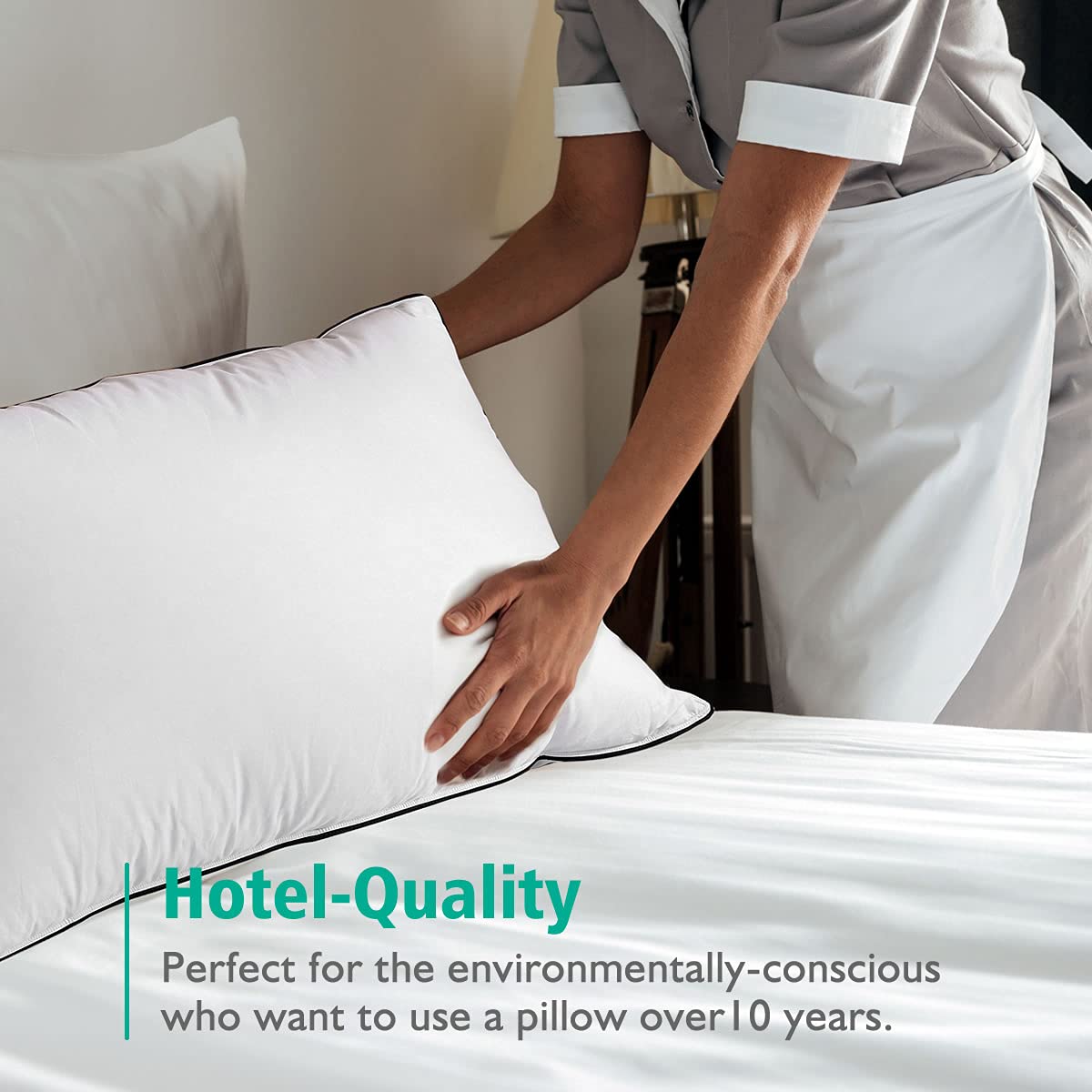 Organic Feather Down Pillows Set of 2 King Size 100% Cotton Cover S170