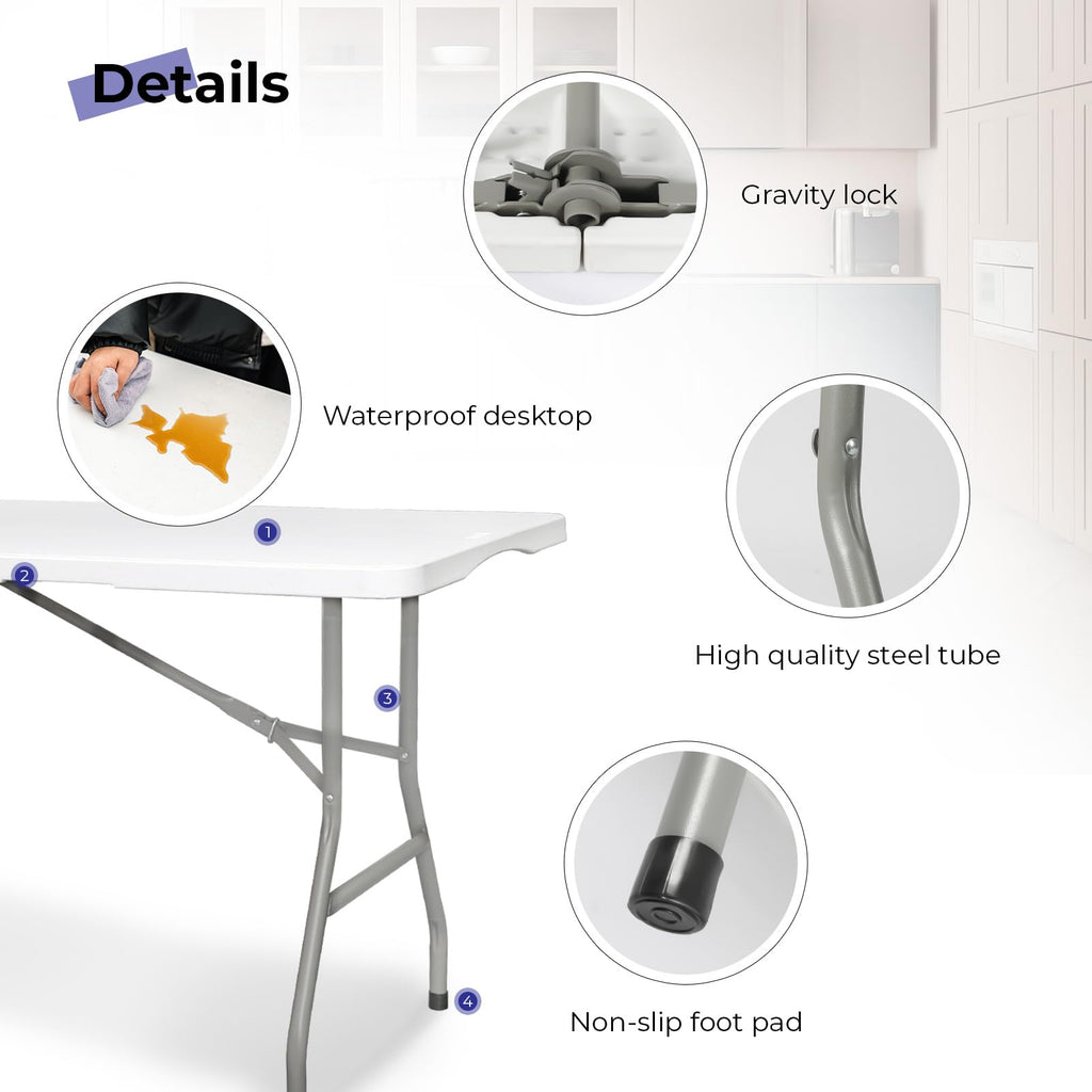 6ft White Folding Table L5847