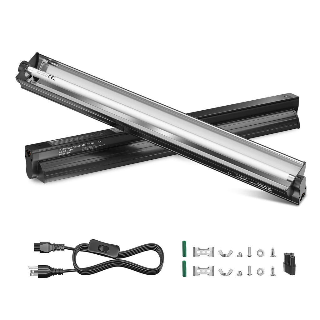 24W 10.0 T5 UVB Reptile Light Fixture Combo Kit 22inch Terrarium Hood O2886