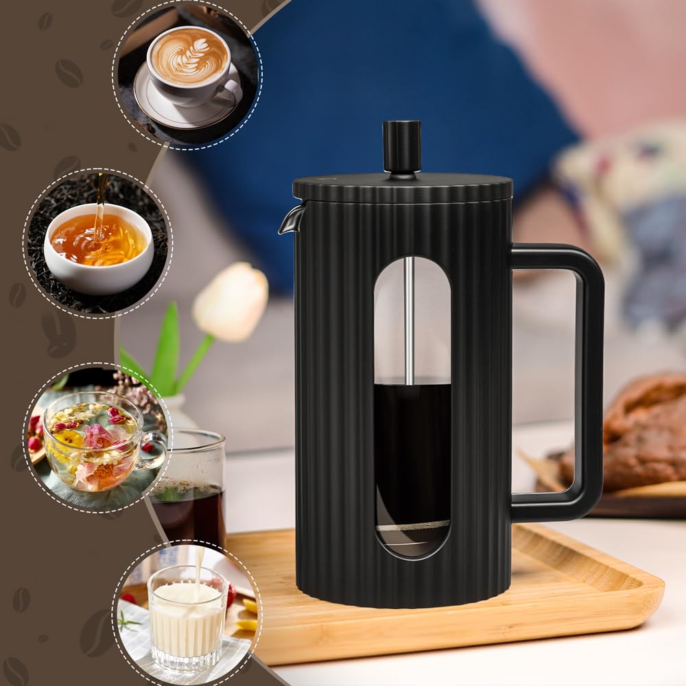 French Press Coffee Maker 12OZ Borosilicate Glass I914