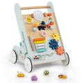 Wooden Baby Walker Push and Pull Learning Activity Center with Wheels Storage Green L151