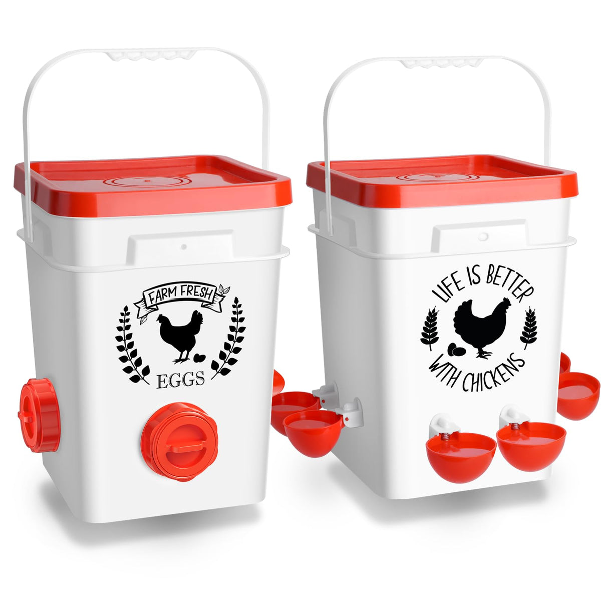5Gal/25Lb Chicken Feeder and Waterer Set with S-Hooks H959