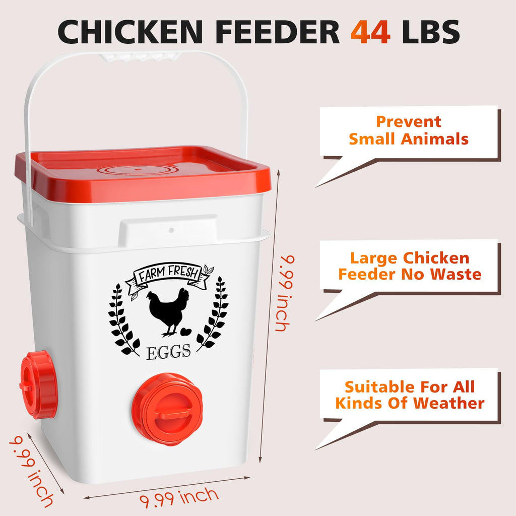 5Gal/25Lb Chicken Feeder and Waterer Set with S-Hooks H959