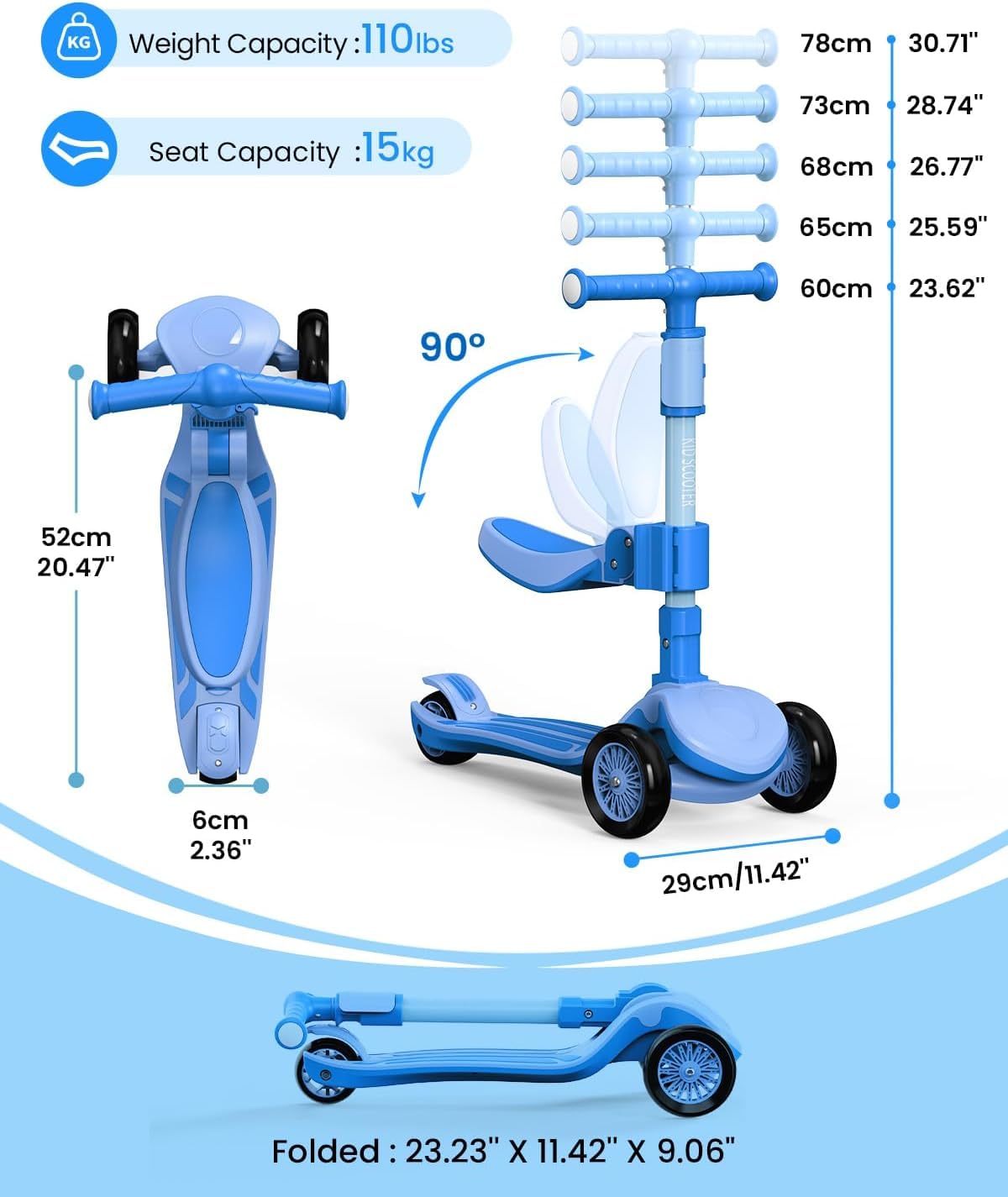 3 Wheel Foldable Kids Scooter with Seat I577