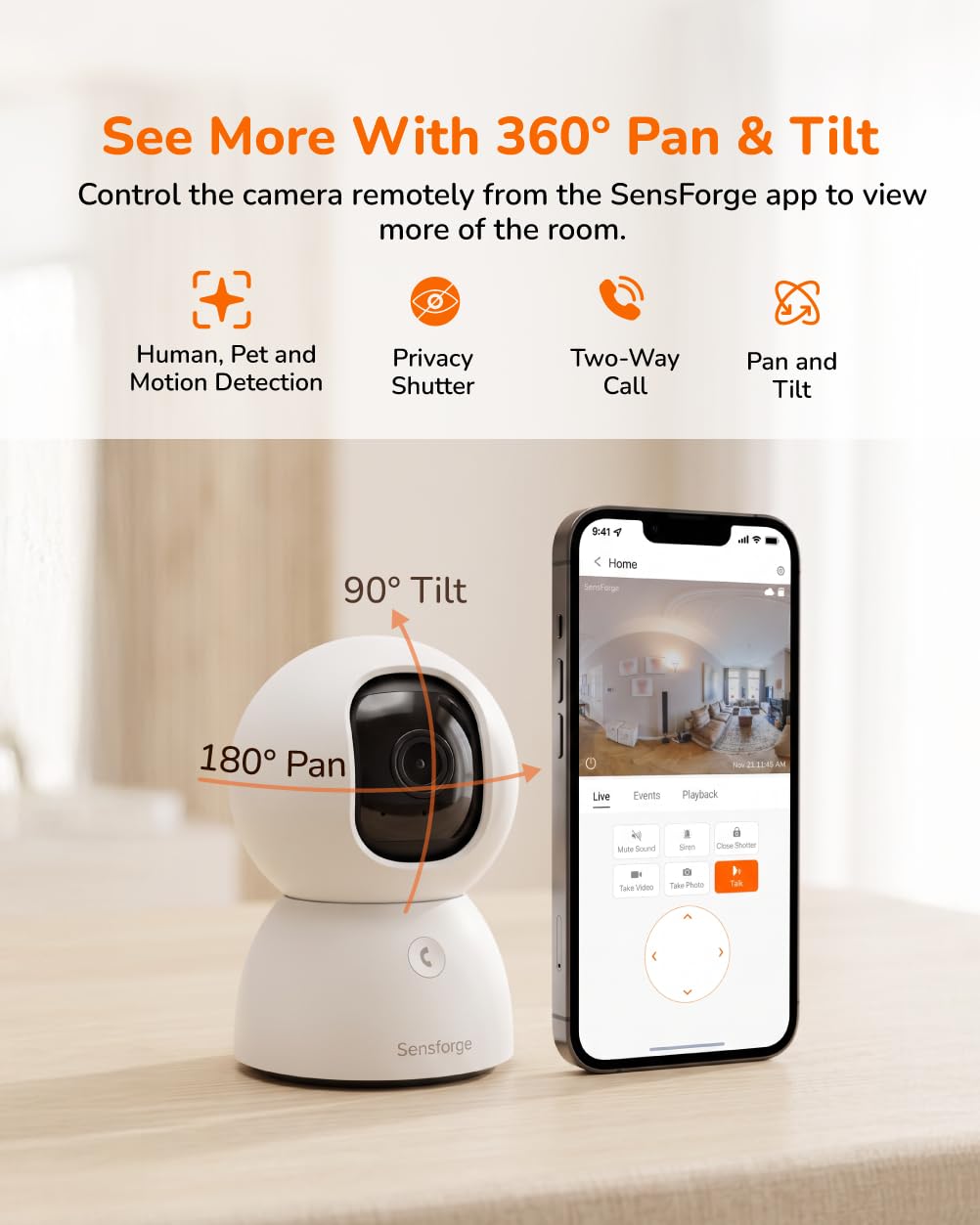 2.5K Indoor Pan-Tilt Security Camera U210036