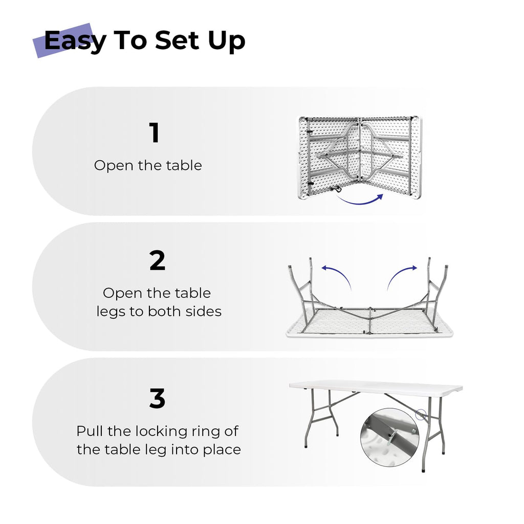 6ft White Folding Table L5847