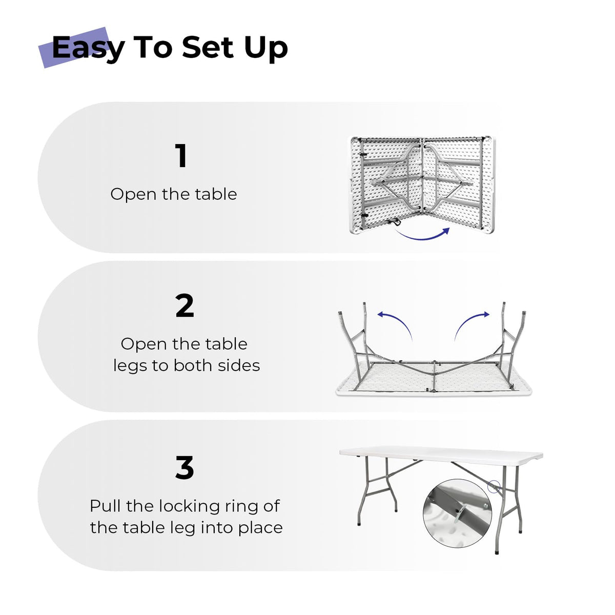6ft White Folding Table L5847