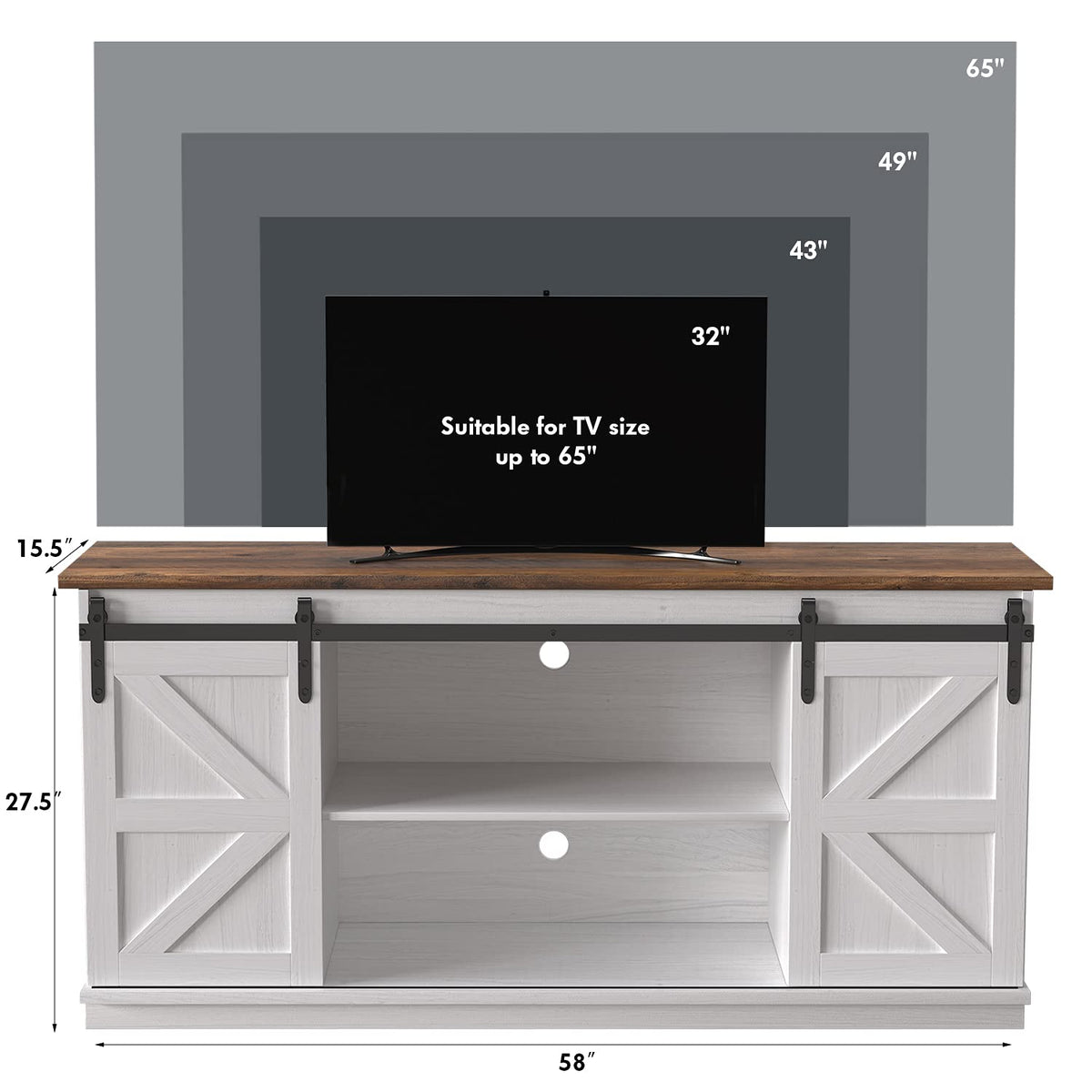Bright White TV Stand for 65 Inch TV N856298
