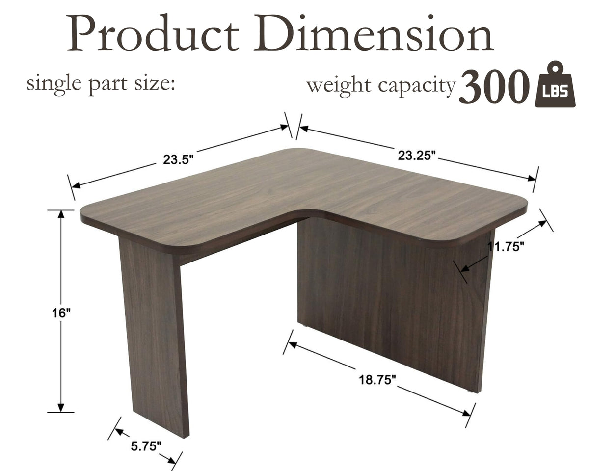 L Shaped Nesting Coffee Table Set of 2 Walnut V583