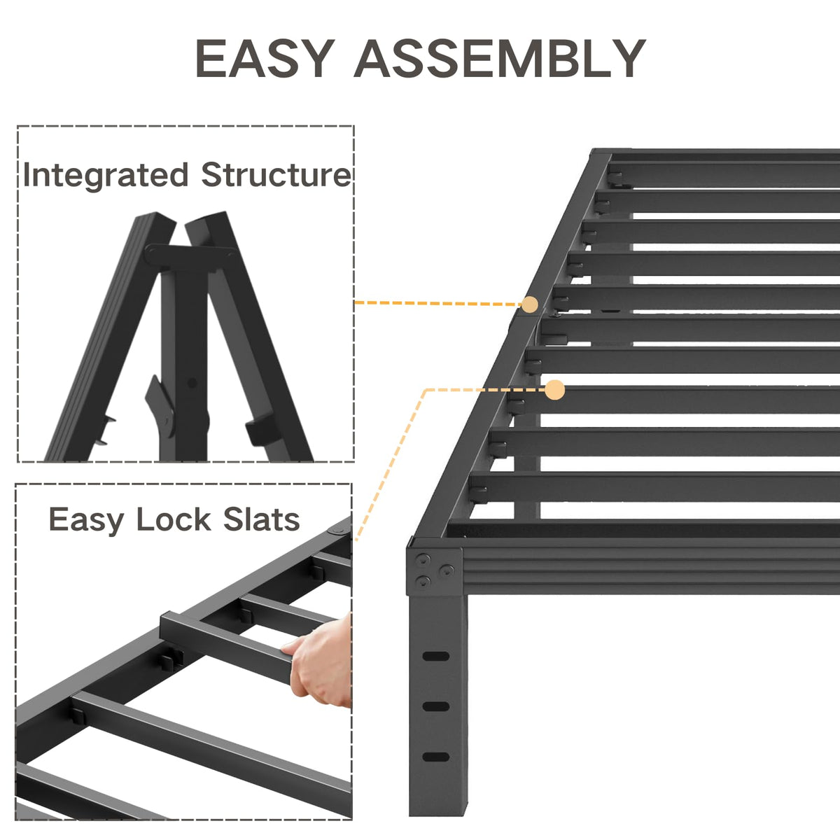 Black 18" Metal Queen Bed Frame K4141