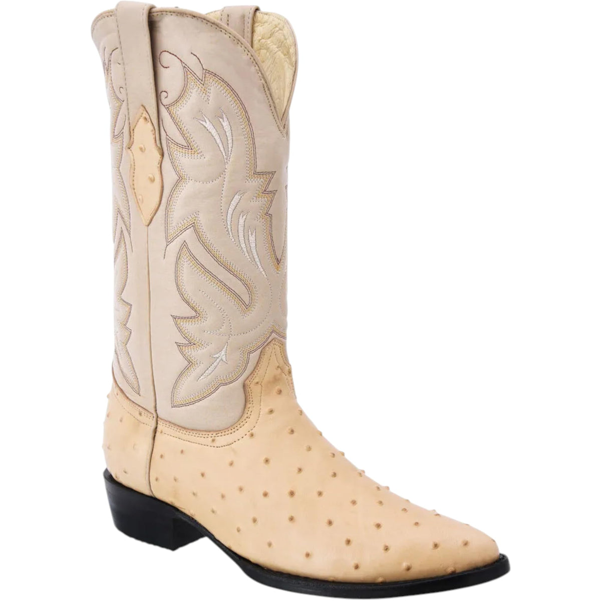 Tan Ostrich Print Leather Western Cowboy Boots Y5919