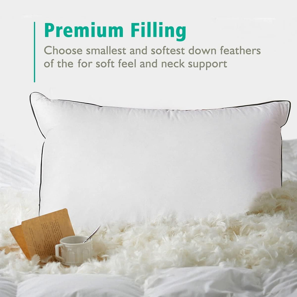 Organic Feather Down Pillows Set of 2 King Size 100% Cotton Cover S170