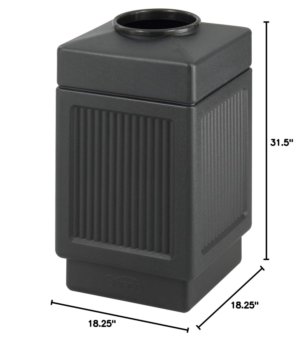 38 Gallon Black Open Top Trash Can Y763