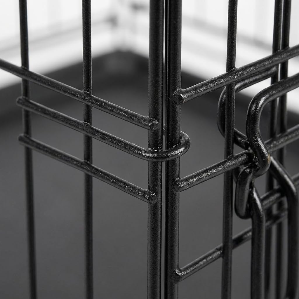 48 Inch Heavy Duty Folding Metal Wire Dog Crate with Double Doors Y21410