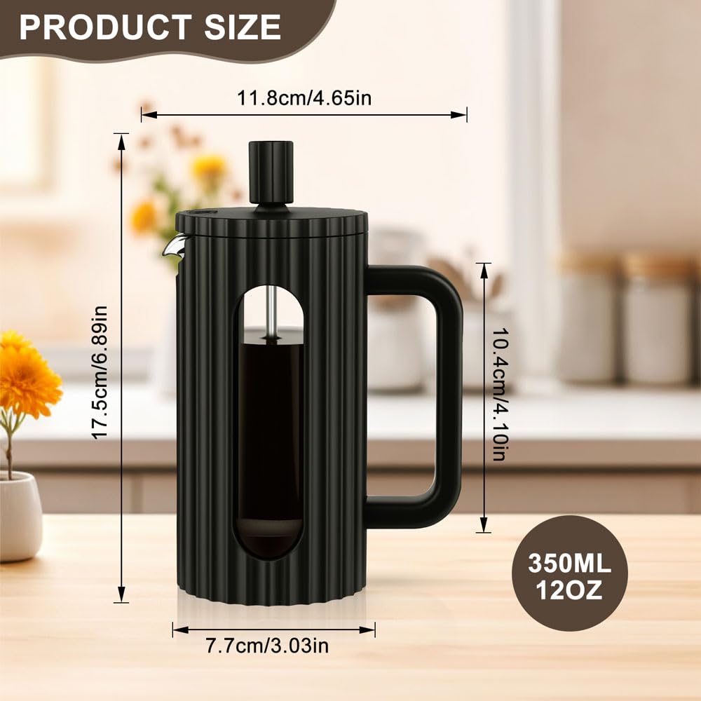 French Press Coffee Maker 12OZ Borosilicate Glass I914