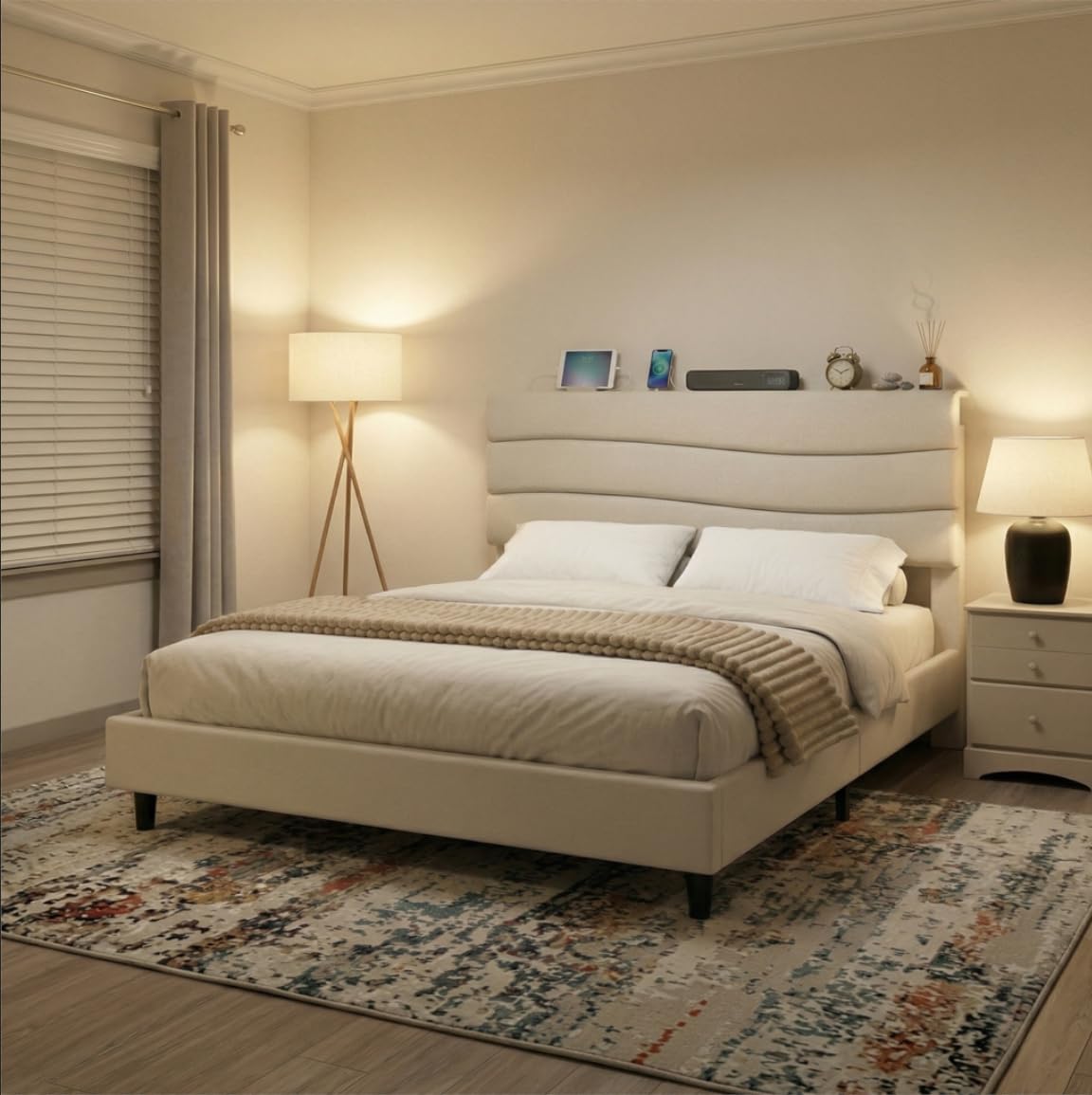 Queen Size Upholstered Headboard Bed Frame F18317