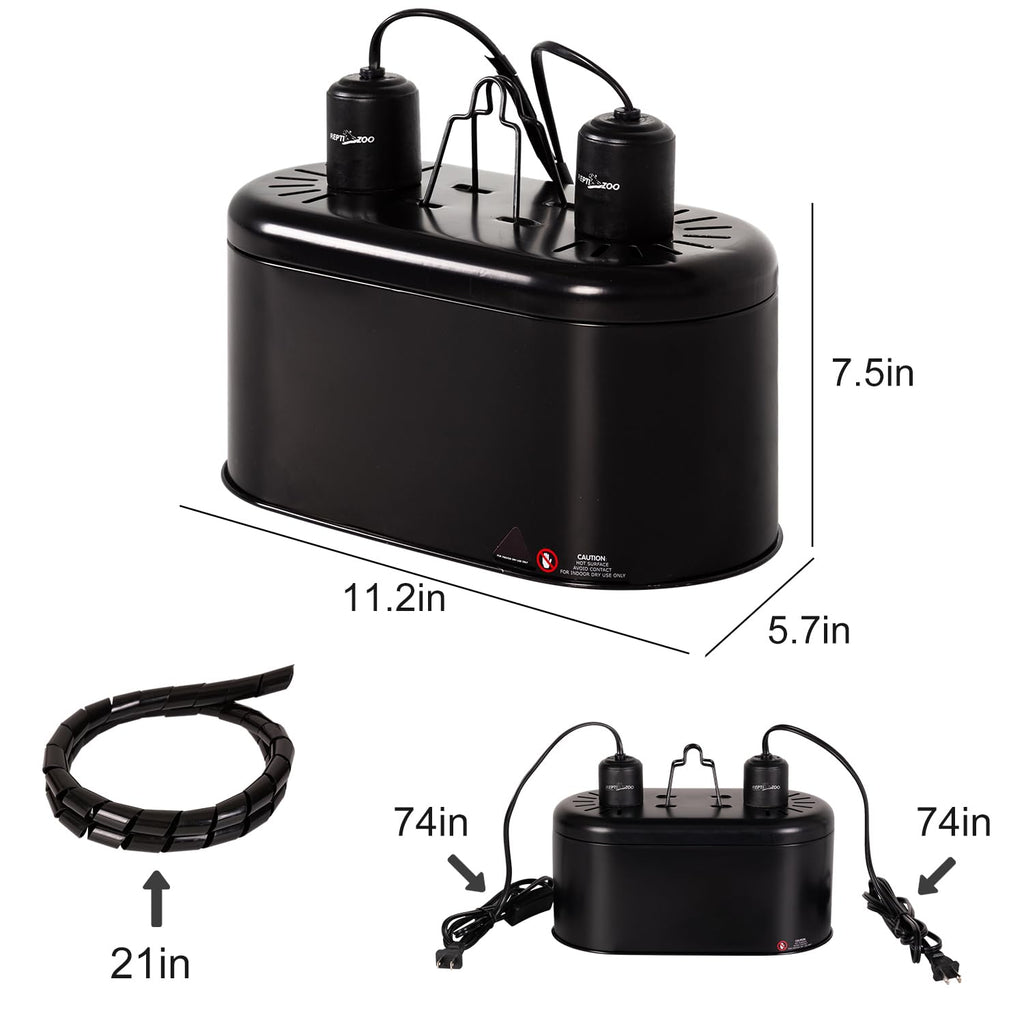 Reptile Heat Lamp Combo Pack with Dual Light Fixture, 100W Basking Spot Light & 26W UVA UVB Bulb O669779