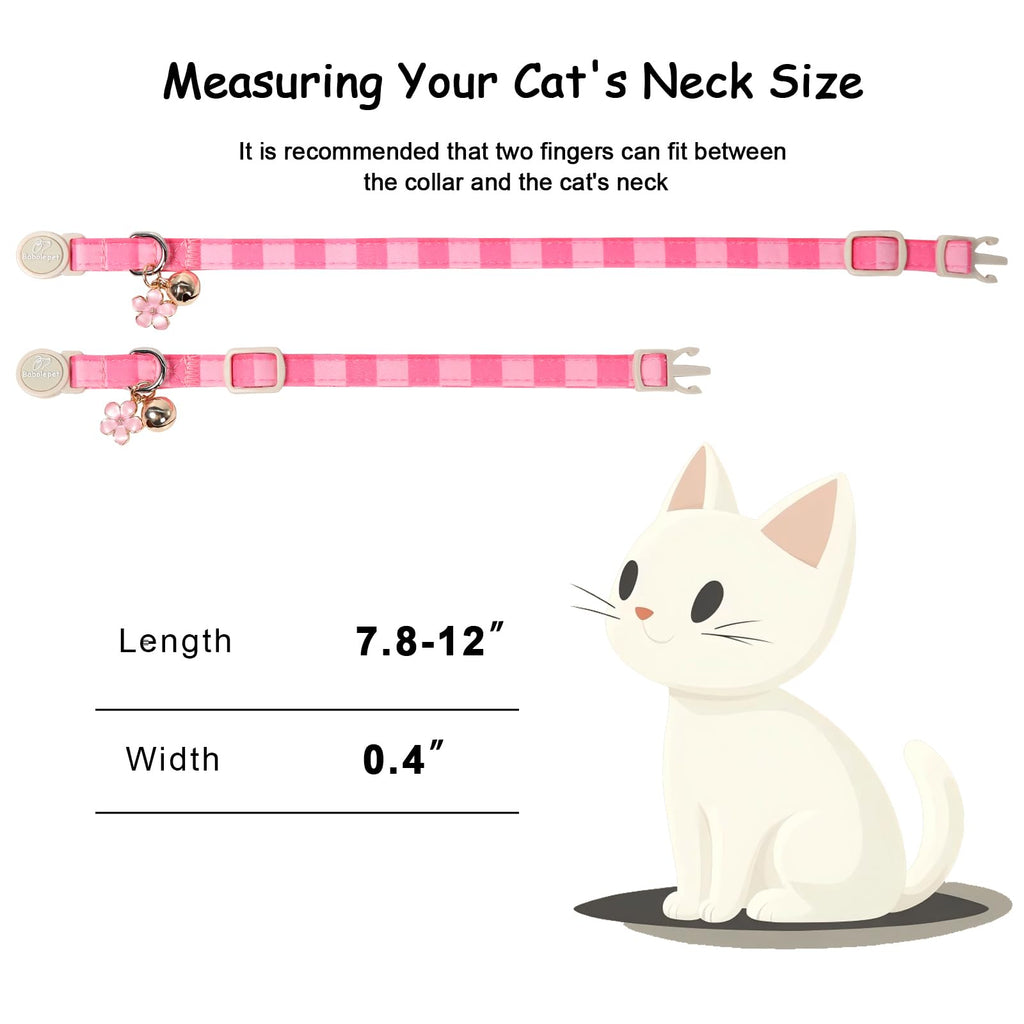 Pink Breakaway Cat Collar with Bell, Bow and Flower Pendant D24455