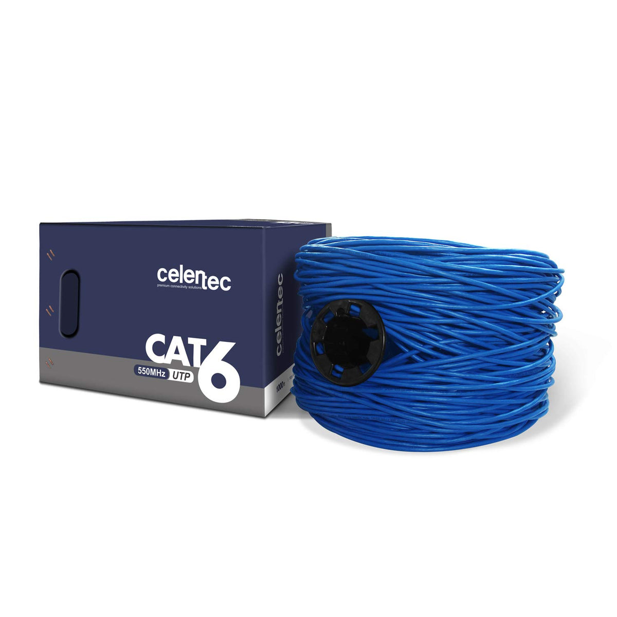 CAT6 Ethernet Cable, 1000ft, 23AWG Solid Bare Copper, UTP, Indoor, Blue Z4897