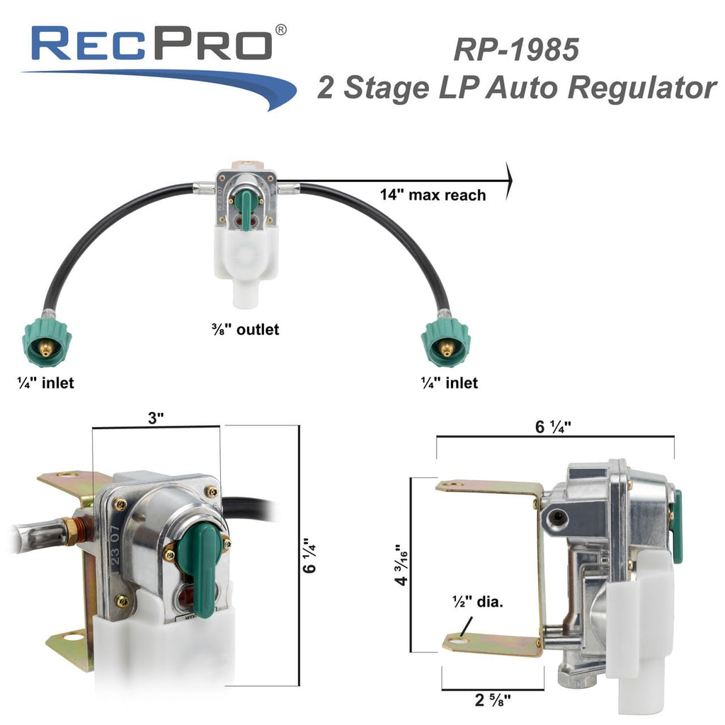 RV 2-Stage Auto Changeover Propane Regulator with Hose G277