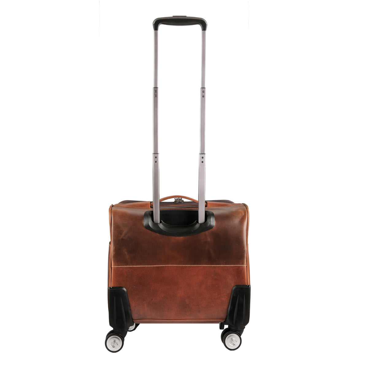 Leather Rolling Briefcase with Trolley Handle I703