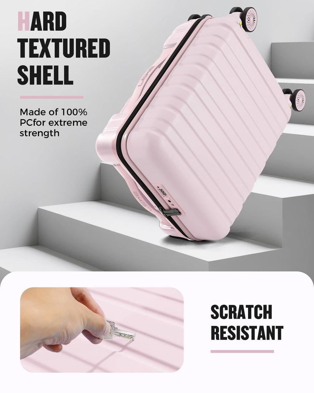 16 Inch Underseat Carry On Luggage Light Pink M9331
