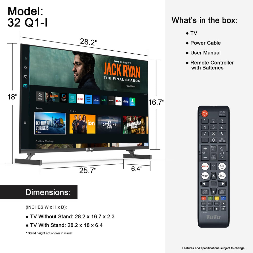 32 Inch FHD Smart TV 1080p Full HD Central Stand with HDR Dolby Audio F6464