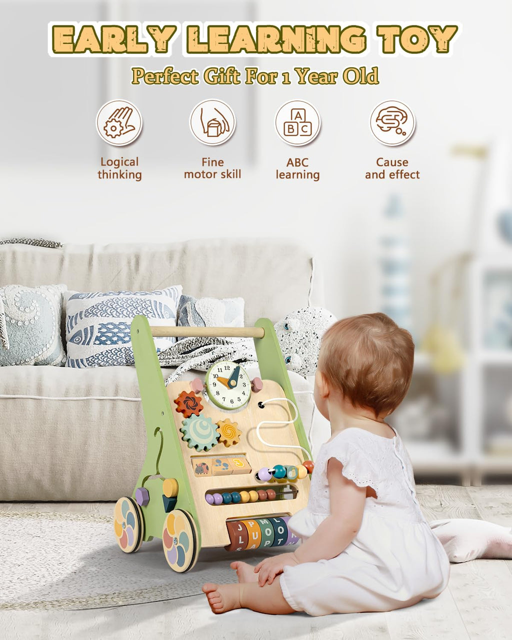 Wooden Push Walker with Wheels K70623
