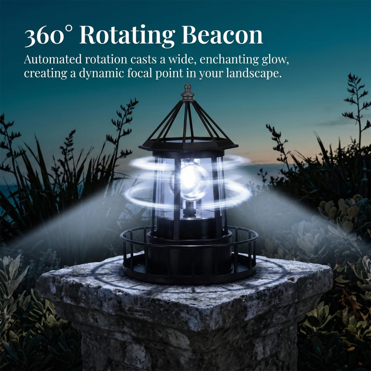 Solar Rotating Outdoor Garden Lighthouse Light E29705