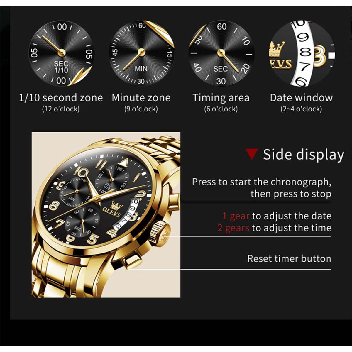 Waterproof Stainless Steel Quartz Analog Watch U1387