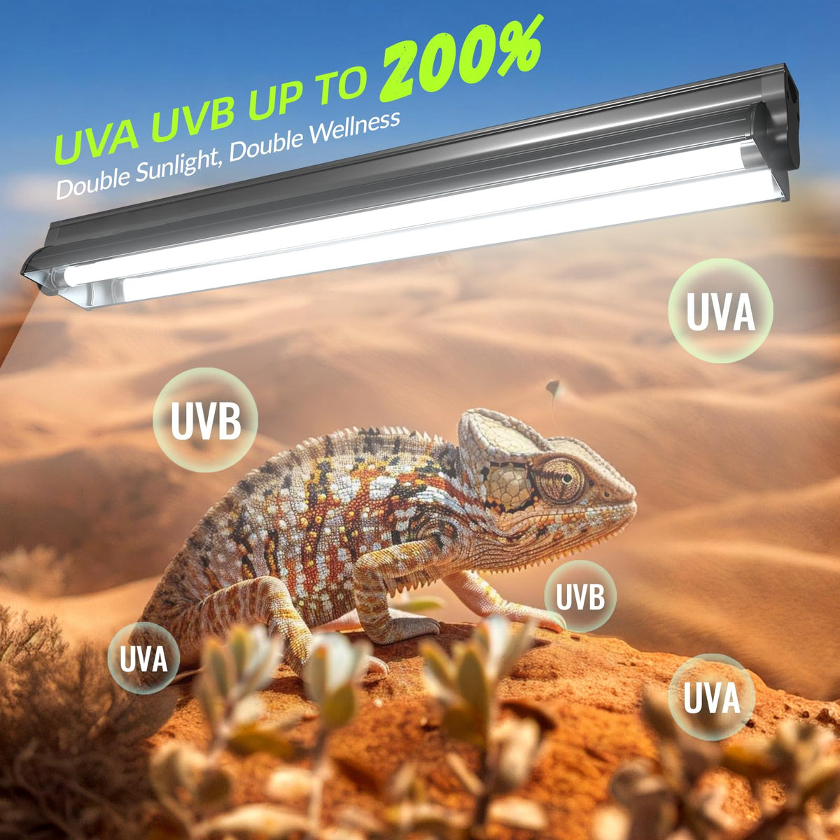24W 10.0 T5 UVB Reptile Light Fixture Combo Kit 22inch Terrarium Hood O2886